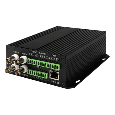 4 Port AV Balanced Audio Ethernet Video Media Converter DC5V ST Fiber