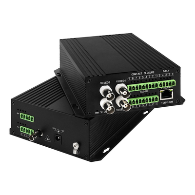 4 Port AV Balanced Audio Ethernet Video Media Converter DC5V ST Fiber