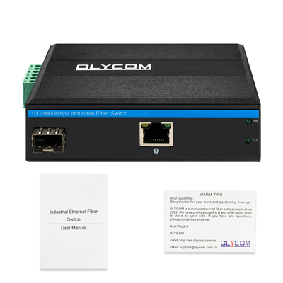 Dual Power Input 2 Port Industrial Ethernet Media Converter Gigabit Din Rail Mounting Mini Size
